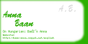 anna baan business card
